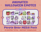 Purple Bear Emotes - Halloween MEGA Pack (Animated & Static)