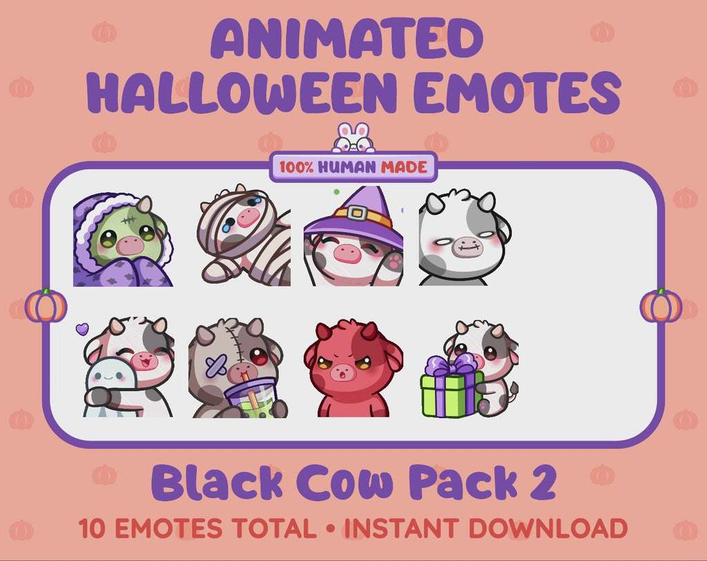 Black Cow Emotes - Halloween Pack 2 (Animated & Static)