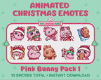 Pink Bunny Emotes - Christmas Pack 1 (Animated & Static)