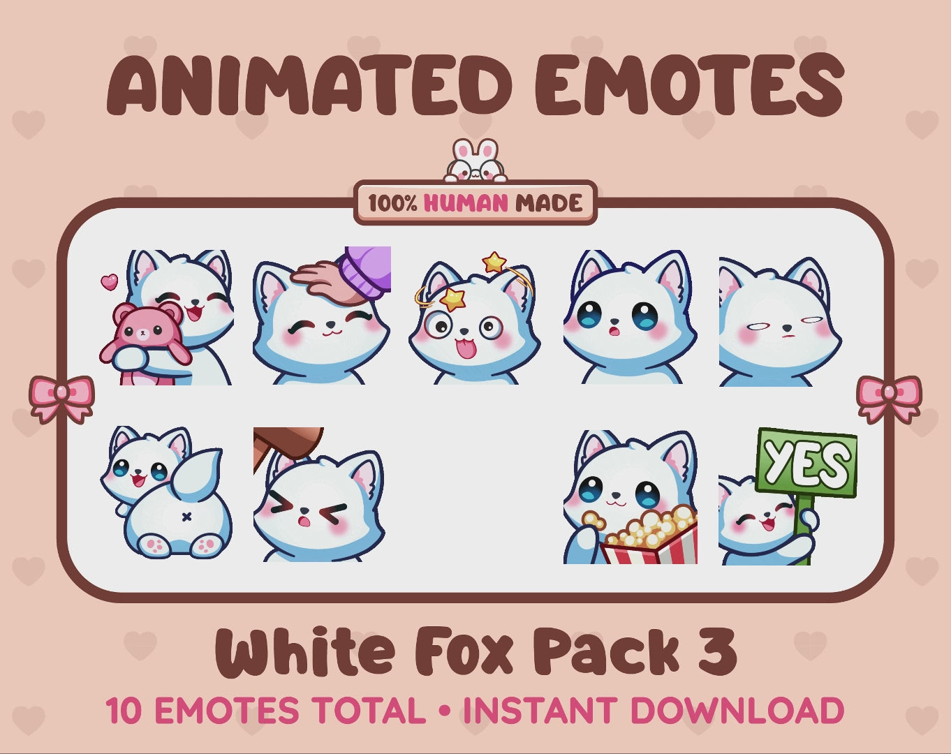 White Fox Emotes - Pack 3 (Animated & Static)