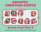 Brown Goat Emotes - Christmas Pack 3 (Animated & Static)