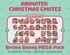 Brown Bunny Emotes - Christmas MEGA Pack (Animated & Static)