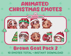 Brown Goat Emotes - Christmas Pack 2 (Animated & Static)