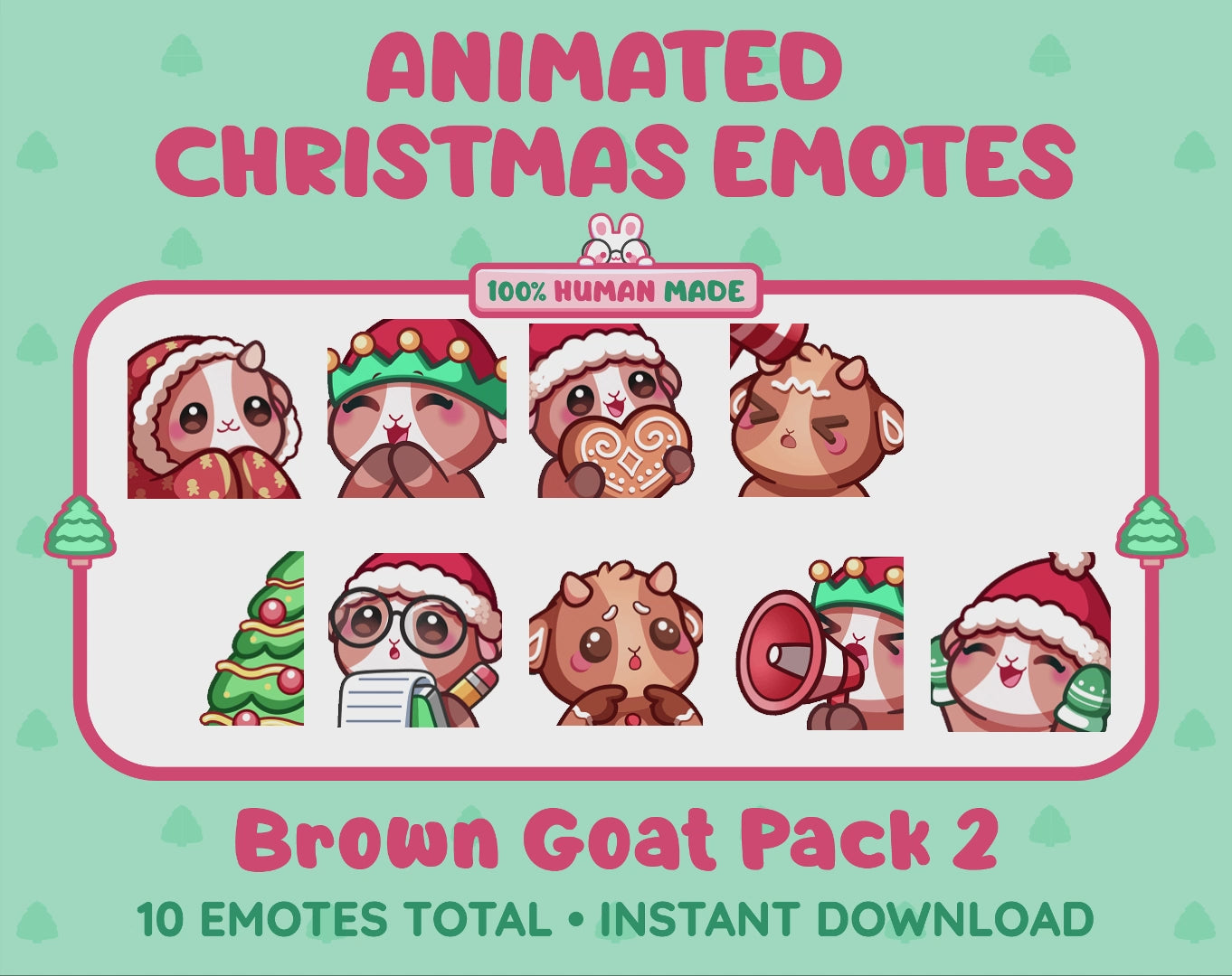 Brown Goat Emotes - Christmas Pack 2 (Animated & Static)