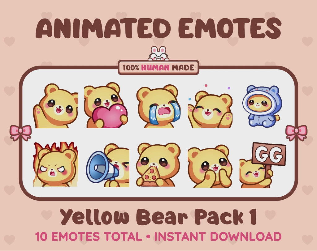 Yellow Bear Emotes - Pack 1 (Animated & Static)