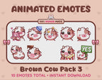 Brown Cow Emotes - Pack 3 (Animated & Static)