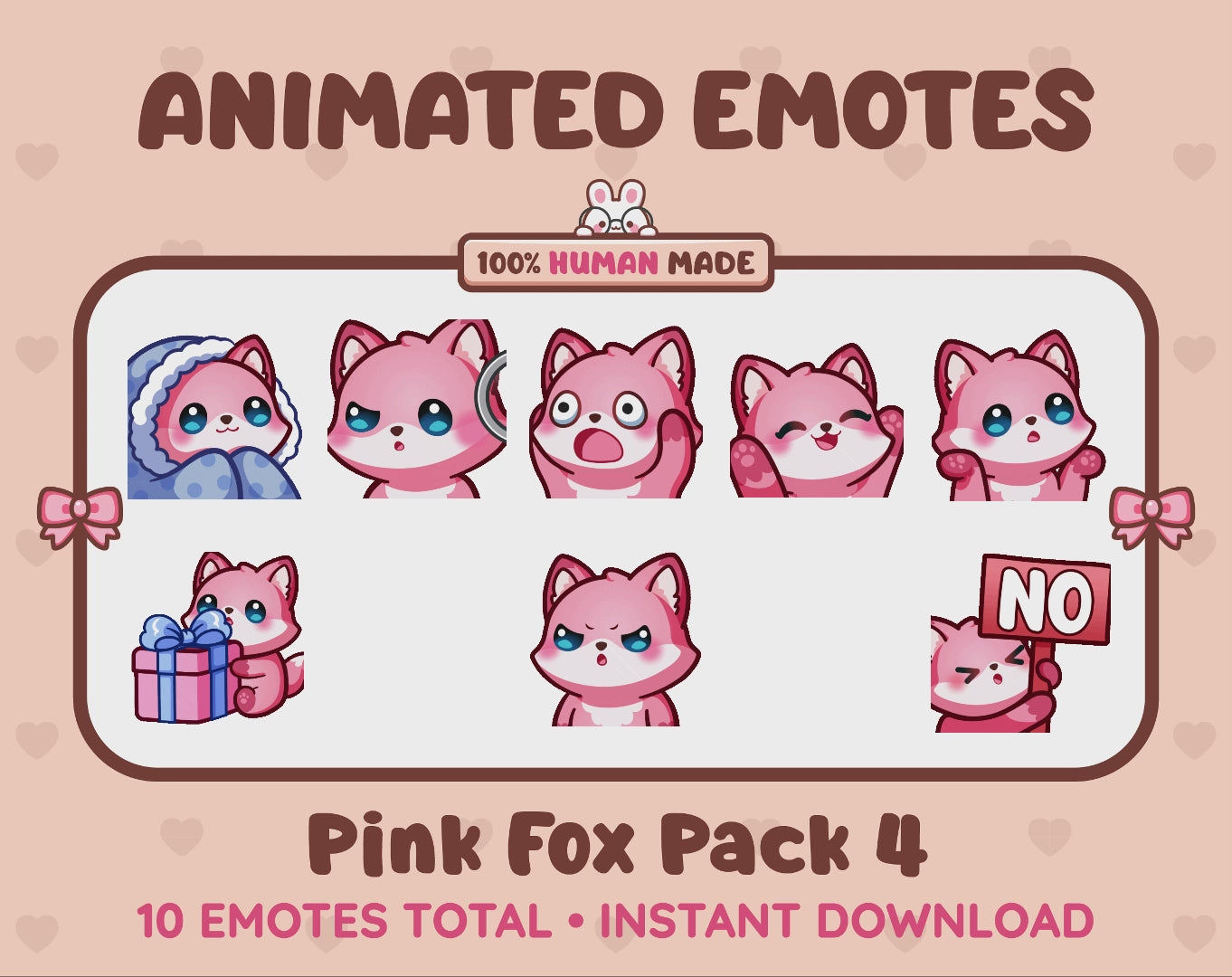 Pink Fox Emotes - Pack 4 (Animated & Static)