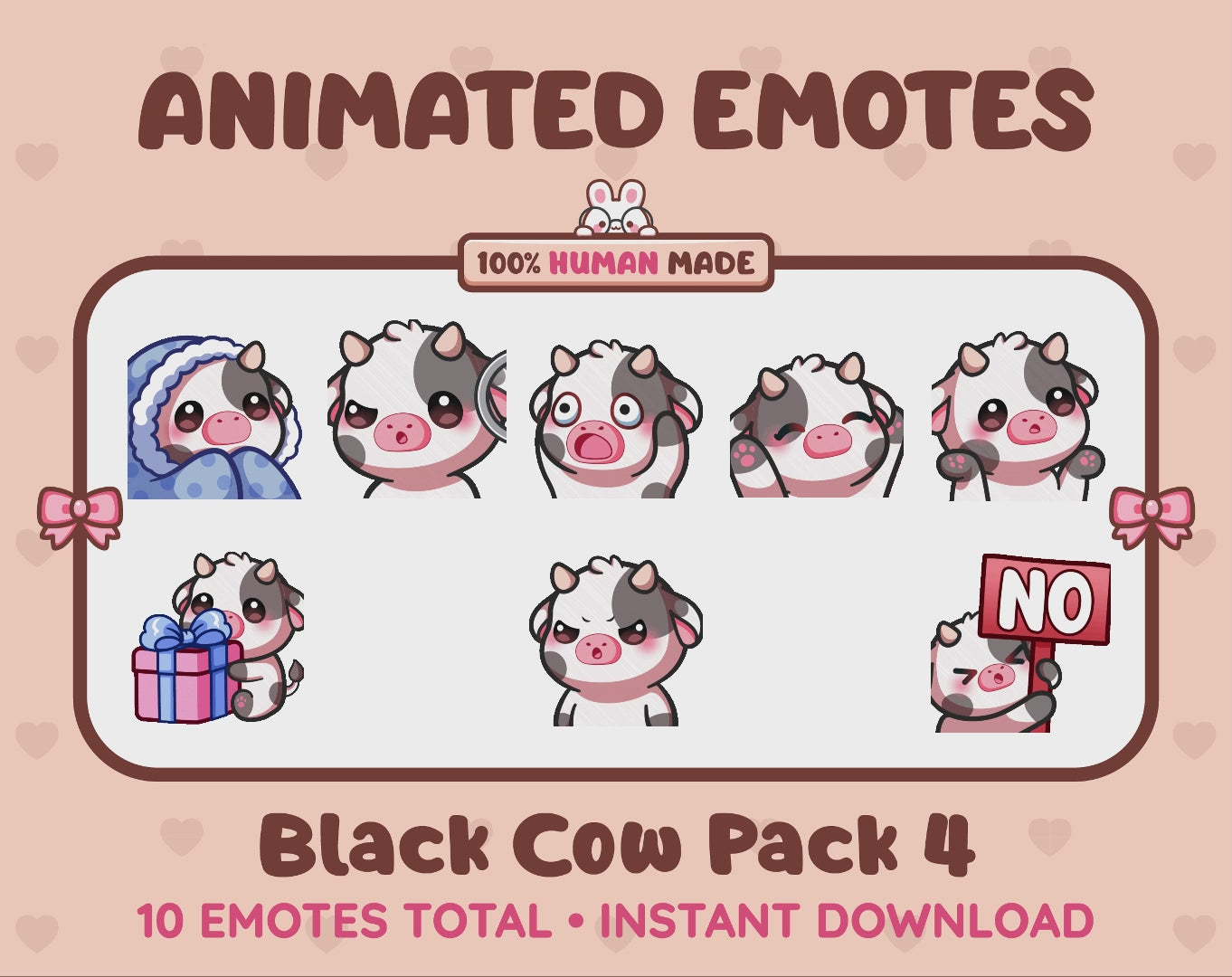 Black Cow Emotes - Pack 4 (Animated & Static)