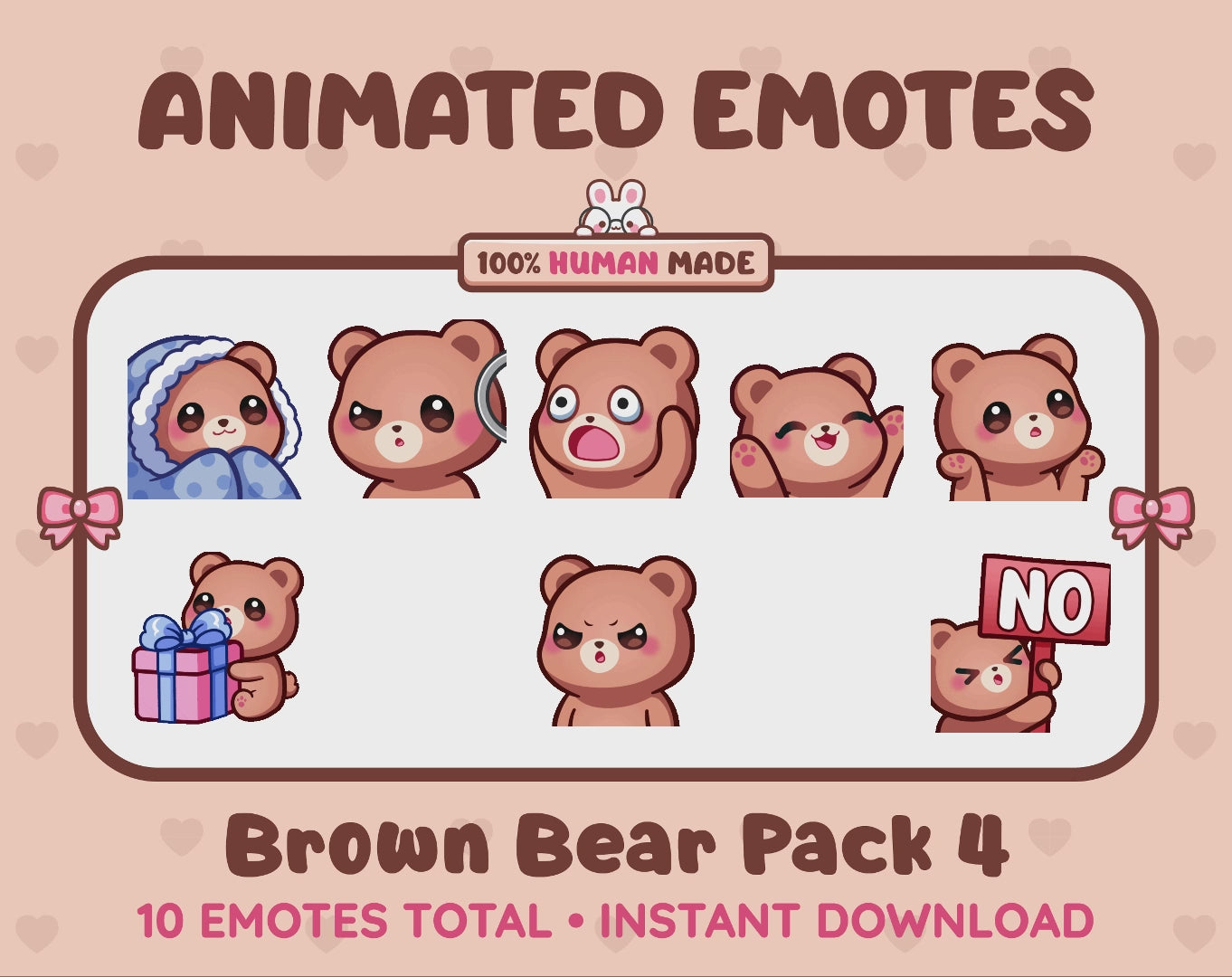 Brown Bear Emotes - Pack 4 (Animated & Static)