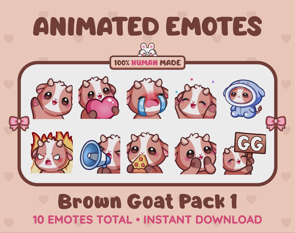 Brown Goat Emotes - Pack 1 (Animated & Static)