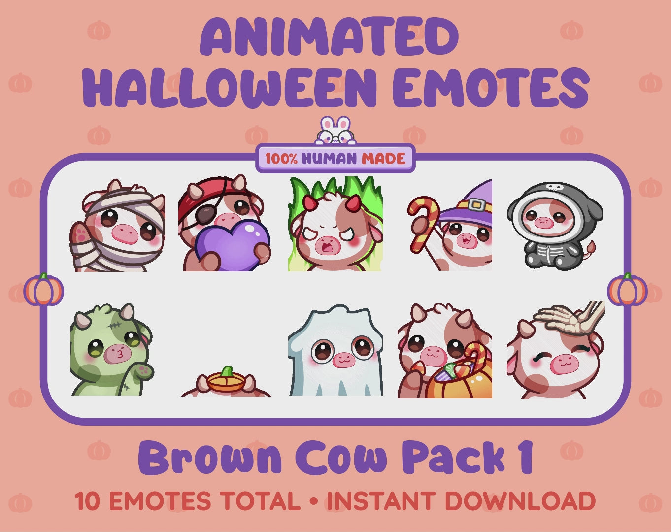 Brown Cow Emotes - Halloween Pack 1 (Animated & Static)