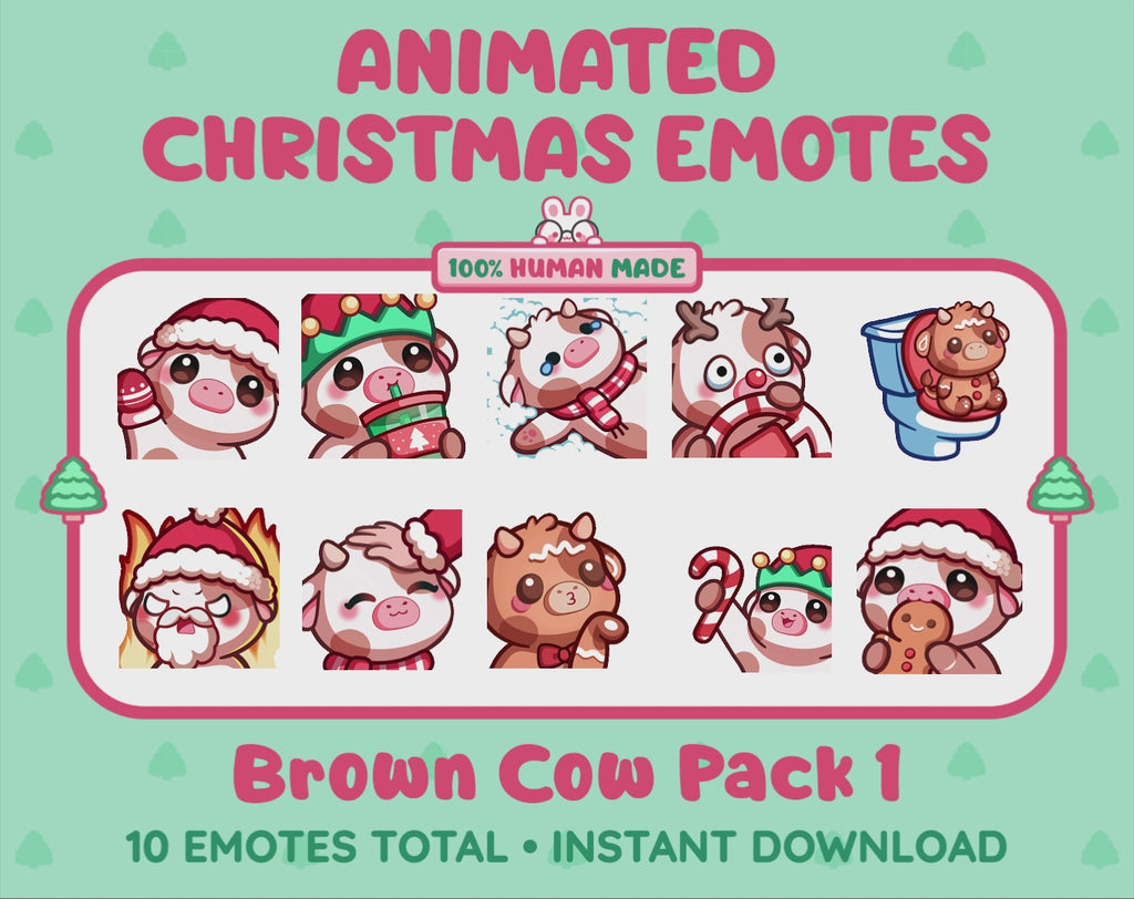 Brown Cow Emotes - Christmas Pack 1 (Animated & Static)