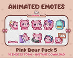Pink Bear Emotes - Pack 5 (Animated & Static)