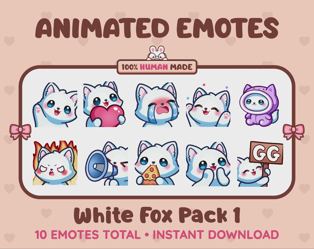 White Fox Emotes - Pack 1 (Animated & Static)