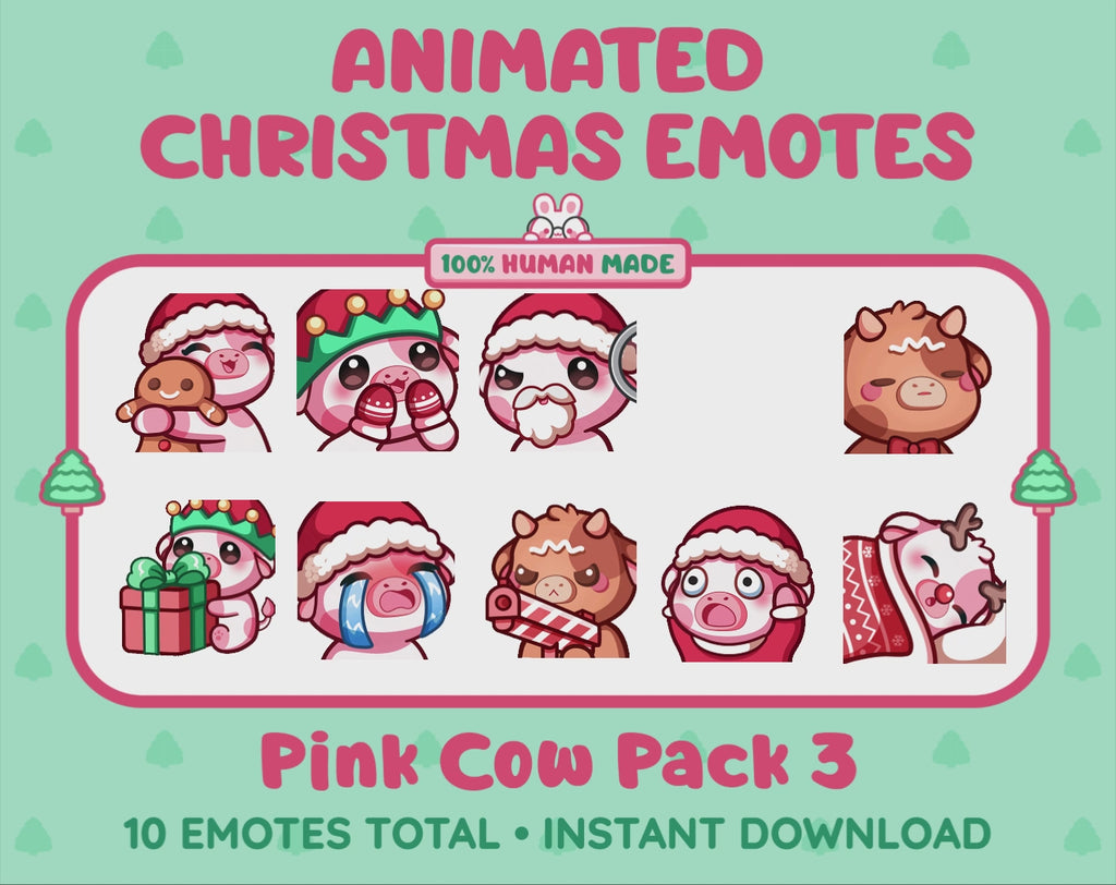 Pink Cow Emotes - Christmas Pack 3 (Animated & Static)