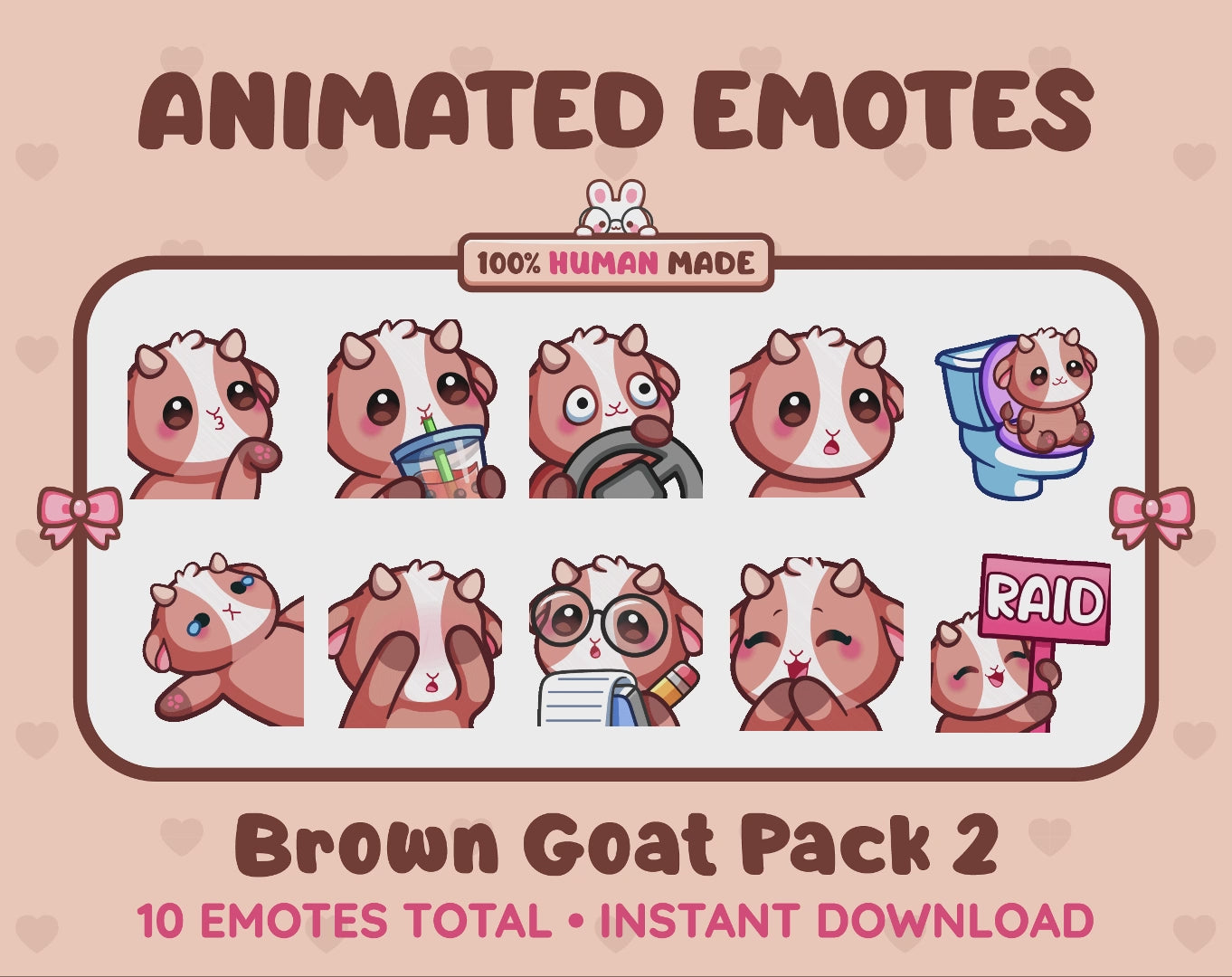 Brown Goat Emotes - Pack 2 (Animated & Static)