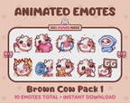 Brown Cow Emotes - Pack 1 (Animated & Static)