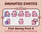 Pink Bunny Emotes - Pack 4 (Animated & Static)