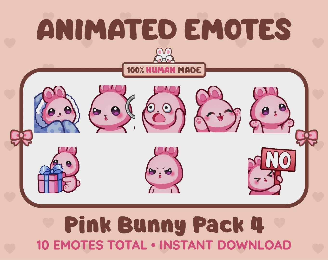 Pink Bunny Emotes - Pack 4 (Animated & Static)