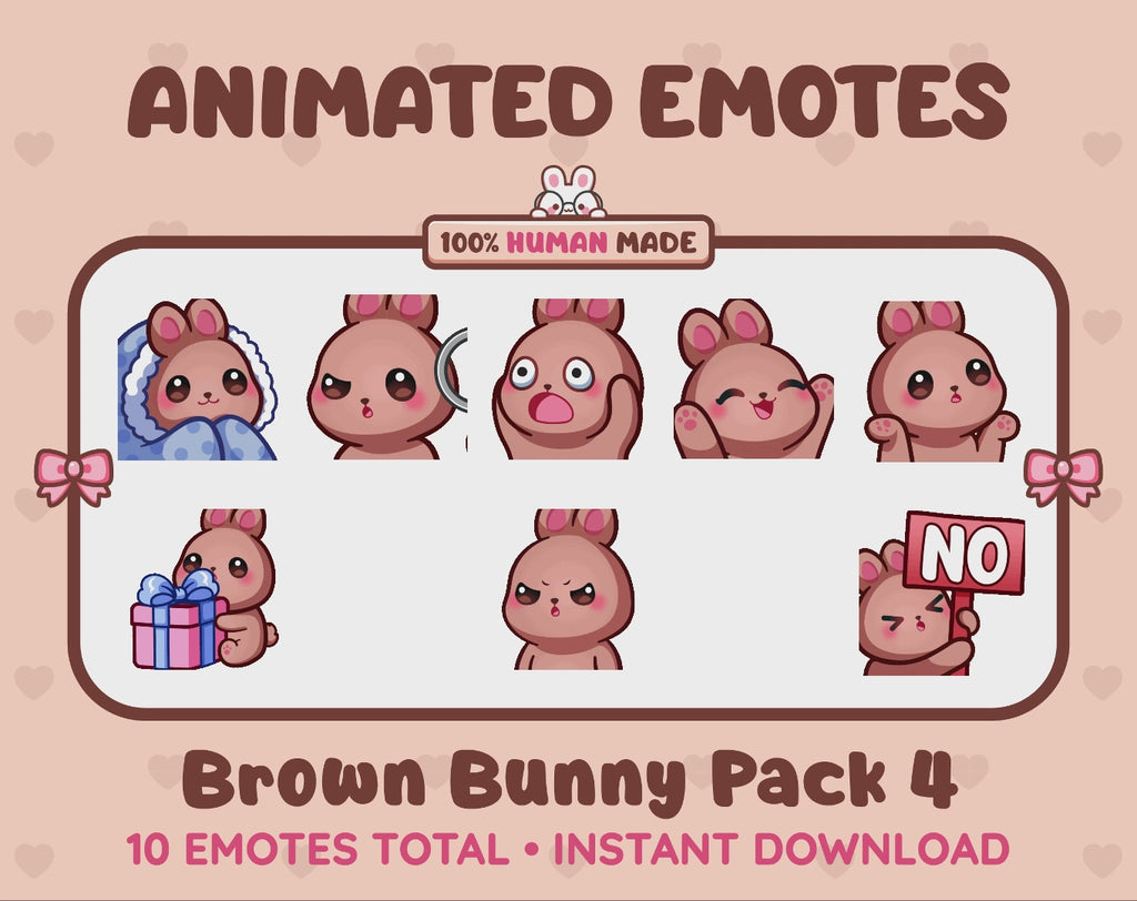 Brown Bunny Emotes - Pack 4 (Animated & Static)
