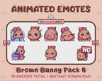Brown Bunny Emotes - Pack 4 (Animated & Static)