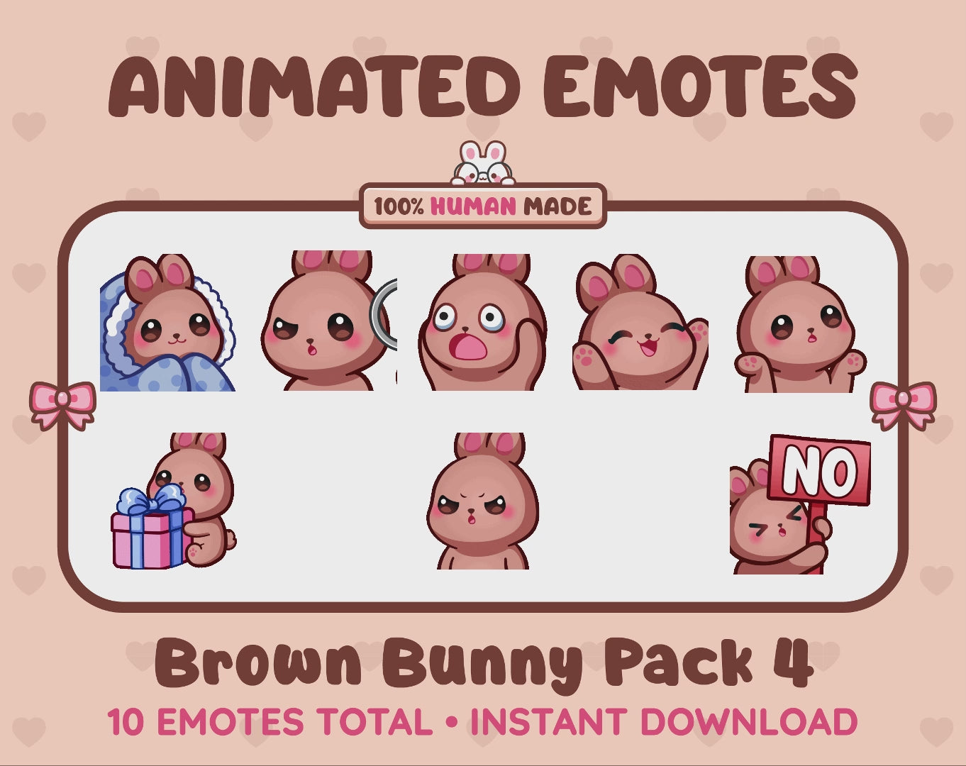 Brown Bunny Emotes - Pack 4 (Animated & Static)