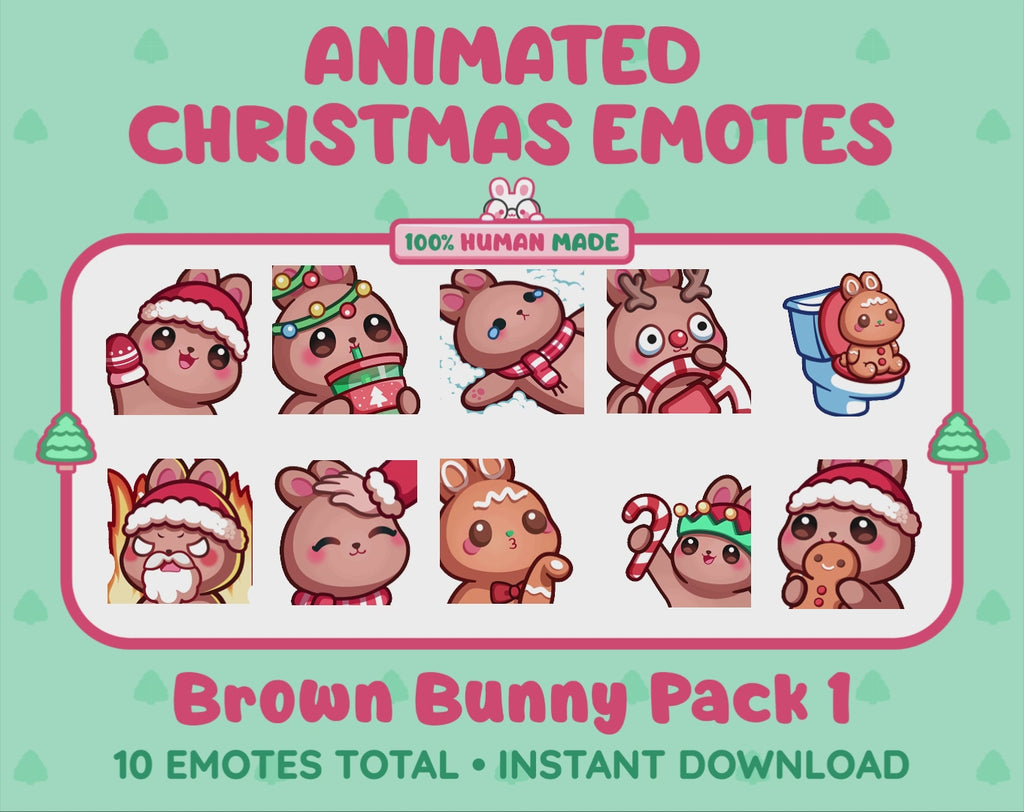 Brown Bunny Emotes - Christmas Pack 1 (Animated & Static)