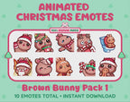 Brown Bunny Emotes - Christmas Pack 1 (Animated & Static)