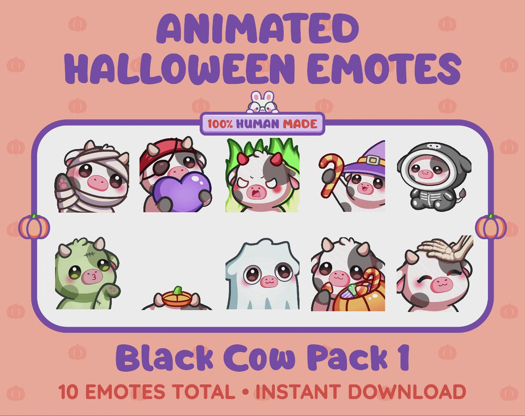 Black Cow Emotes - Halloween Pack 1 (Animated & Static)