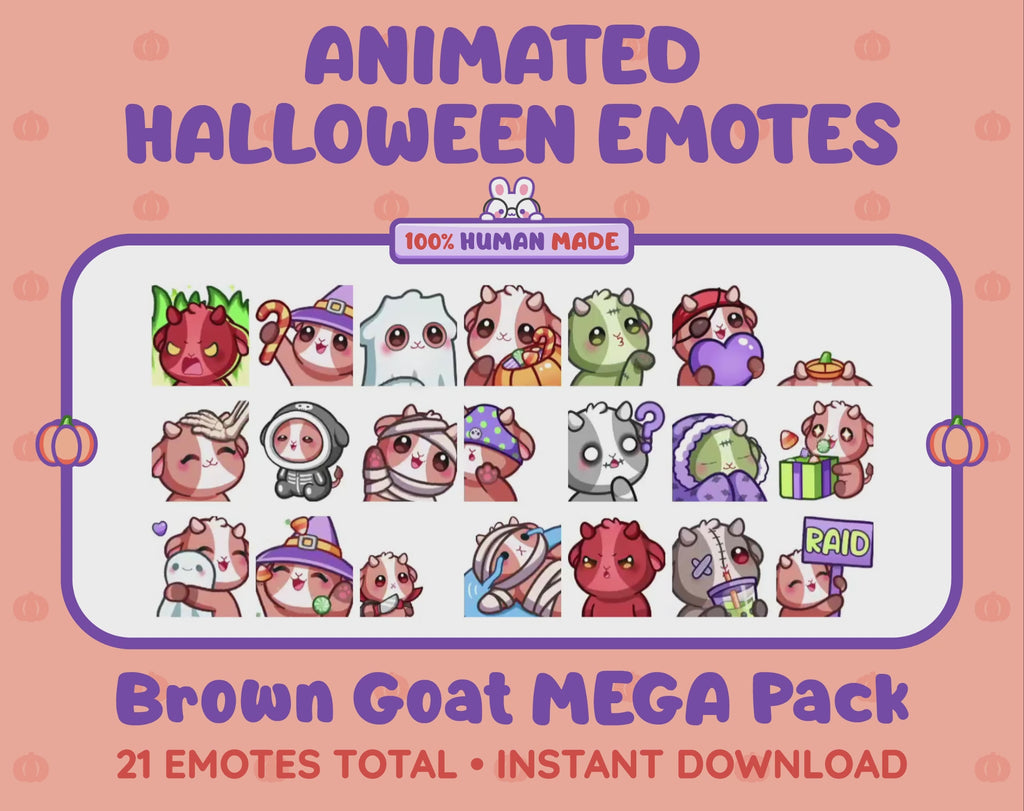 Brown Goat Emotes - Halloween MEGA Pack (Animated & Static)