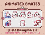 White Bunny Emotes - Pack 4 (Animated & Static)