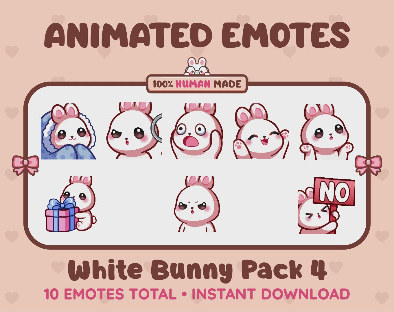 White Bunny Emotes - Pack 4 (Animated & Static)