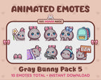 Gray Bunny Emotes - Pack 5 (Animated & Static)